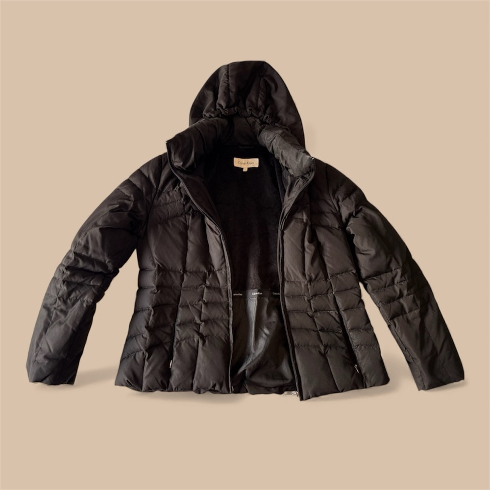 Calvin Klein Black Hooded Puffer Jacket - Women’s Petite Large